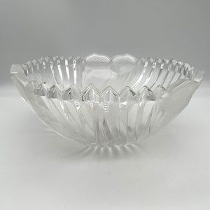 Crystal Glass Serving Bowl Floral Design - 8.5"
